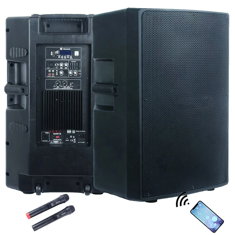 

1000W Active18"subwoofer professional audio wireless PA speaker system outdoor DJ 2way array line sound box wireless Microphone