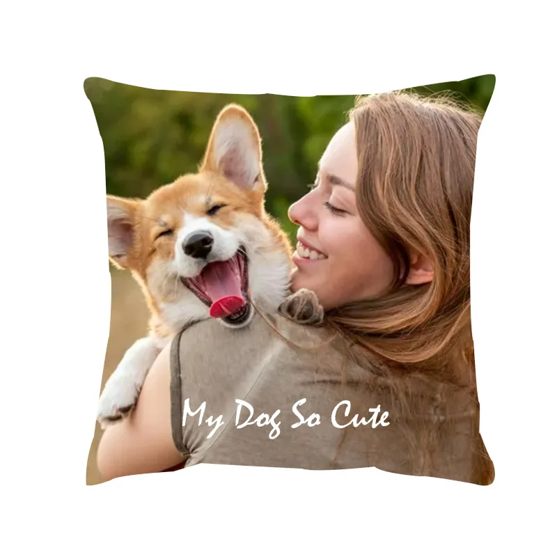 

Custom Family Photo Pillow Soft Polyester Sofa Decor Cushion Travel Friendly Personalized Gift for Pet Lovers Home Bedroom
