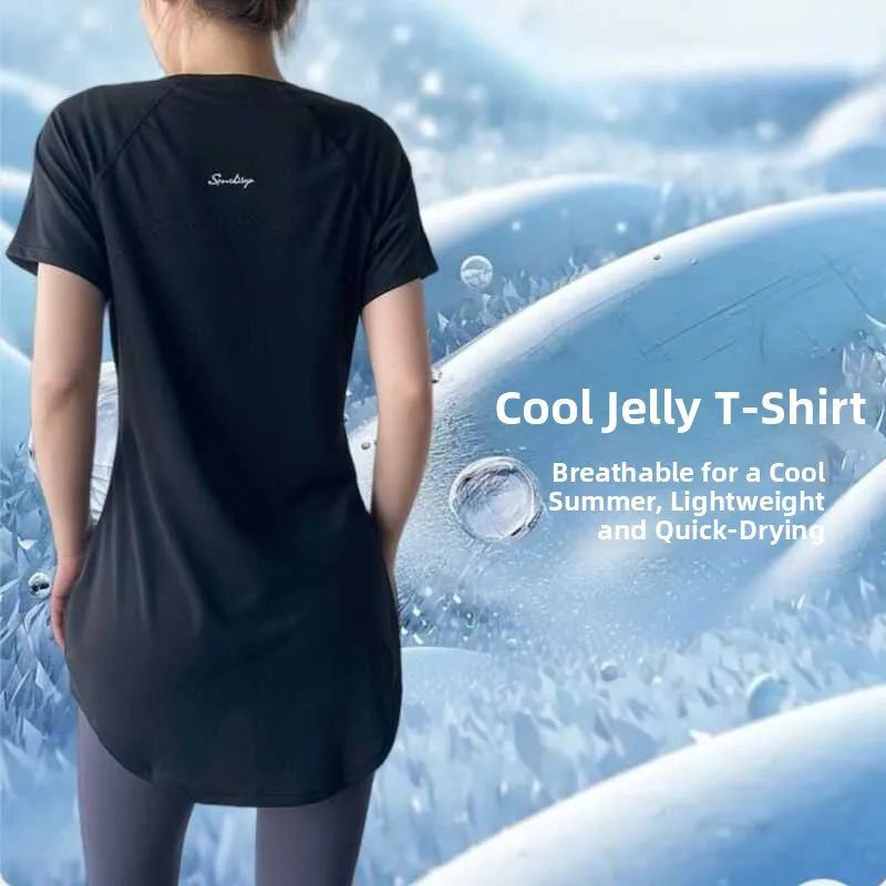 

Women's Sport Top Yoga Clothes ort Sve Medium Length Running Lightweight Qui Dry Fitn irt Summer Running T-irt