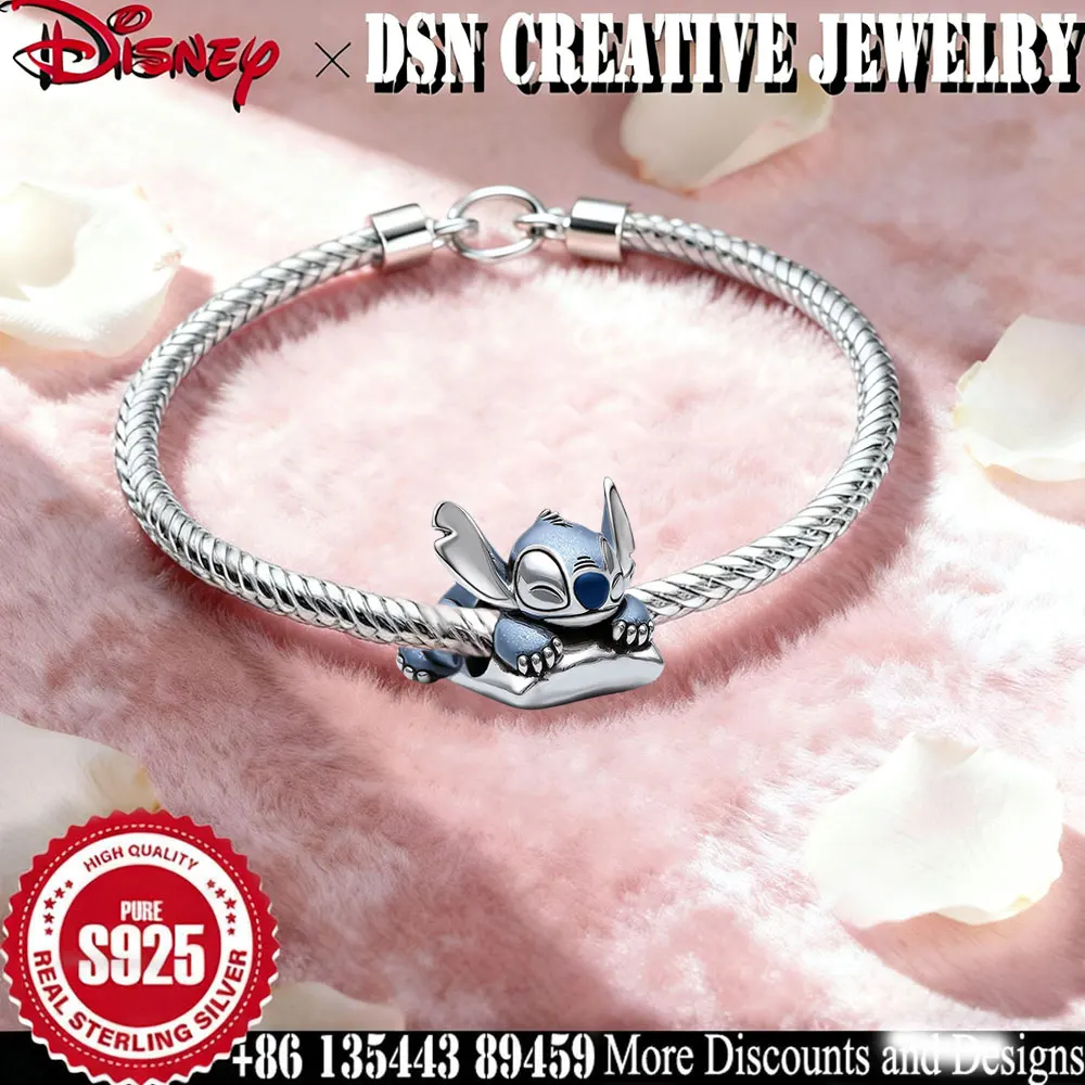 

DSN Jewelry 925 Silver Disney Sleeping Stitch Charm - Original DIY Bracelet Accessories