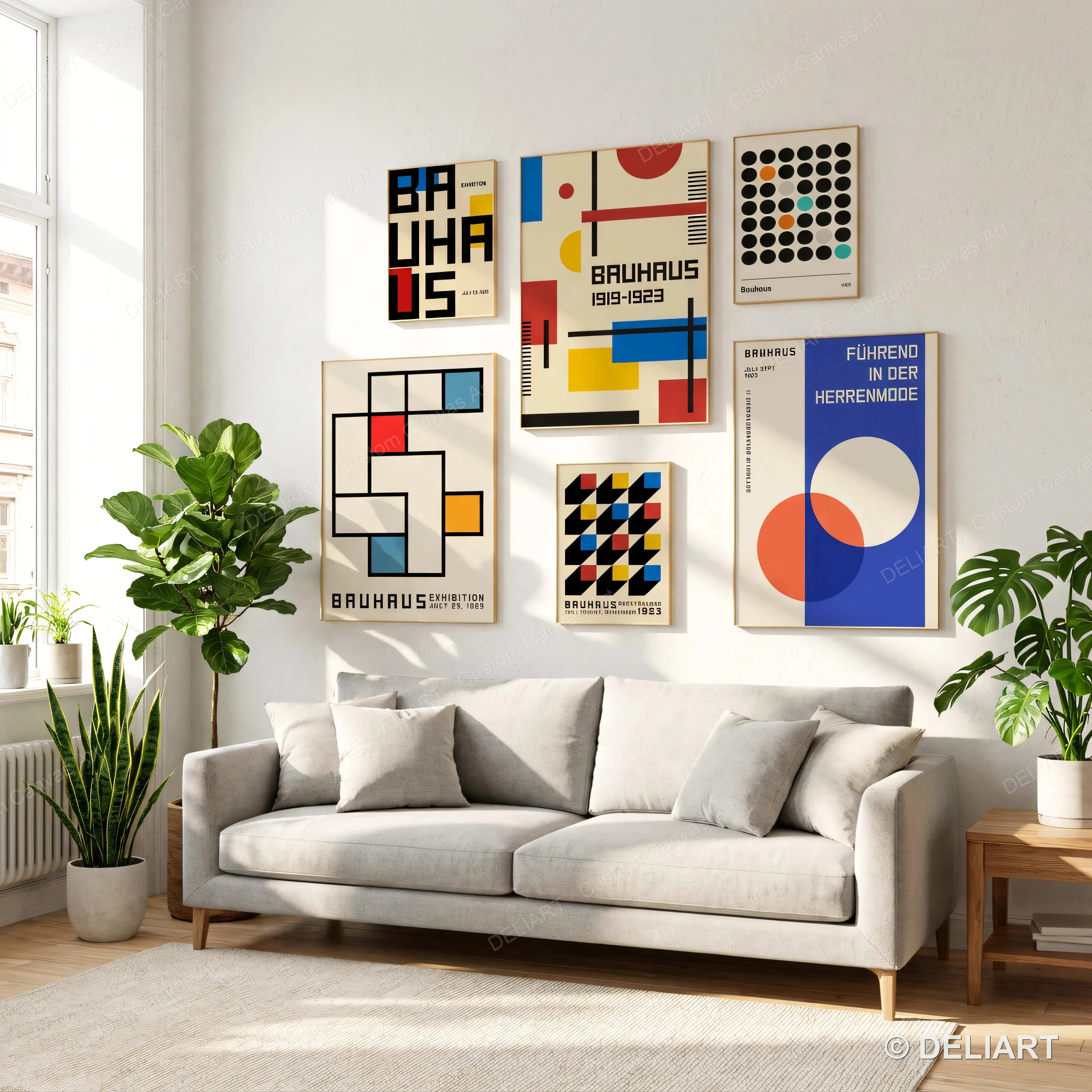 1 & 3 PCS Bauhaus Poster Retro Exhibition Mid Century Canvas Wall Art Colorful Vintage Gallery Living Room Office Decor Unframed