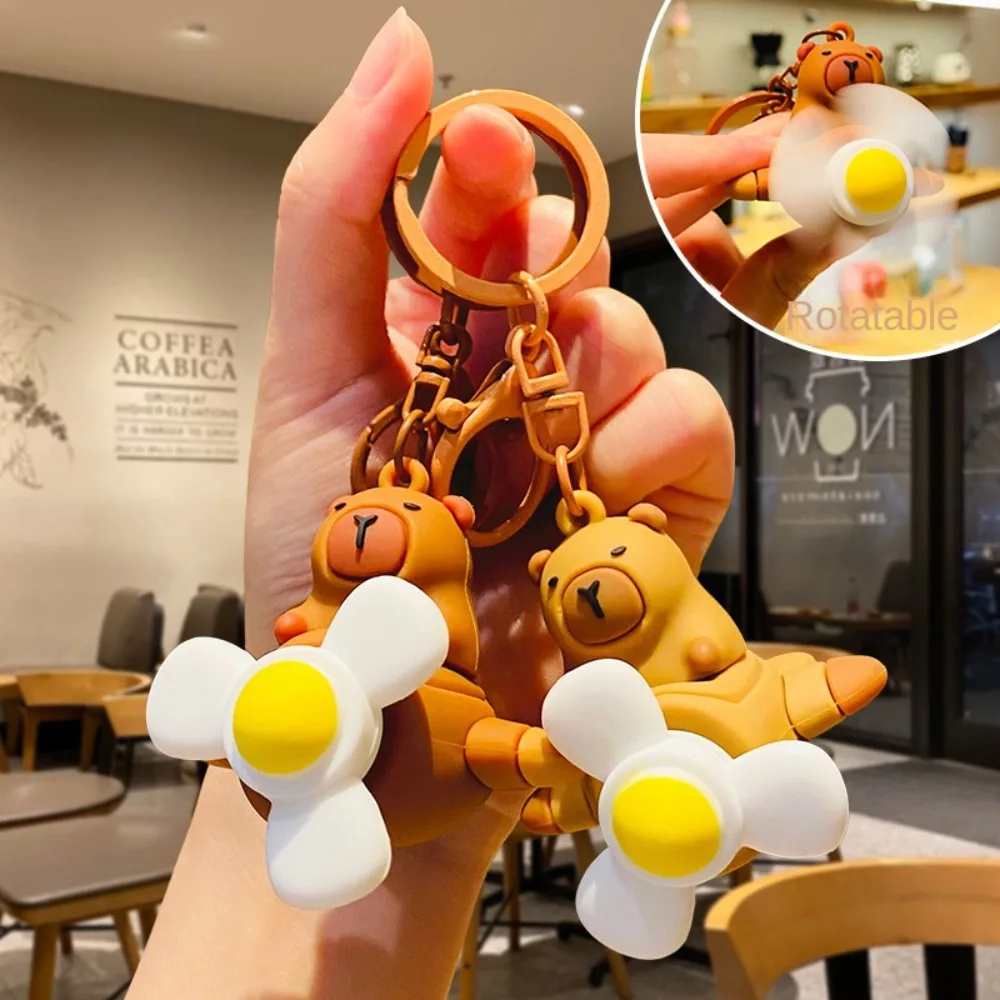 Cartoon Capibala Capybara Keychain Happy Spin Aircraft Propeller Capybara Keyring Funny Jewelry Gift