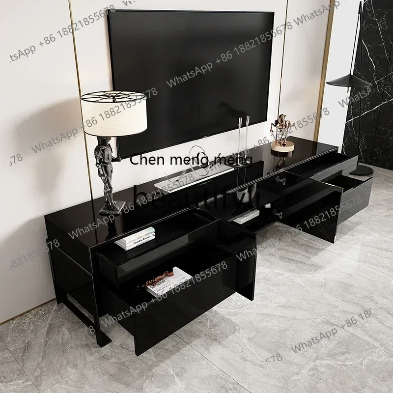 2003 Minimalist TV Cabinet Modern Simple Solid Wood Living Room Video Cabinet Bedroom Paint Side Cabinet Floor
