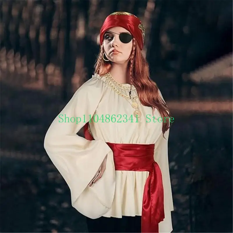 

5asd Pirate Costume Accessories Set Halloween Cosplay Costume Captain Pirate Outfits