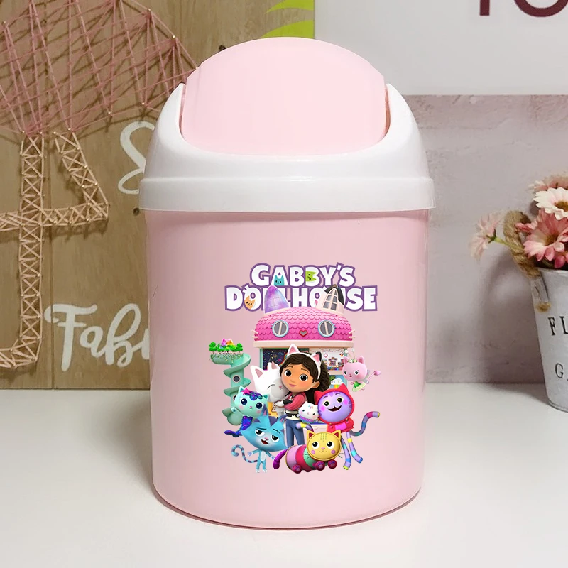 

Gabby Dollhouses Cartoon Characters Mini Desktop Bin Cute Small Trash Can Children Bedroom Trash Can Garbage Can Clean Home Desk