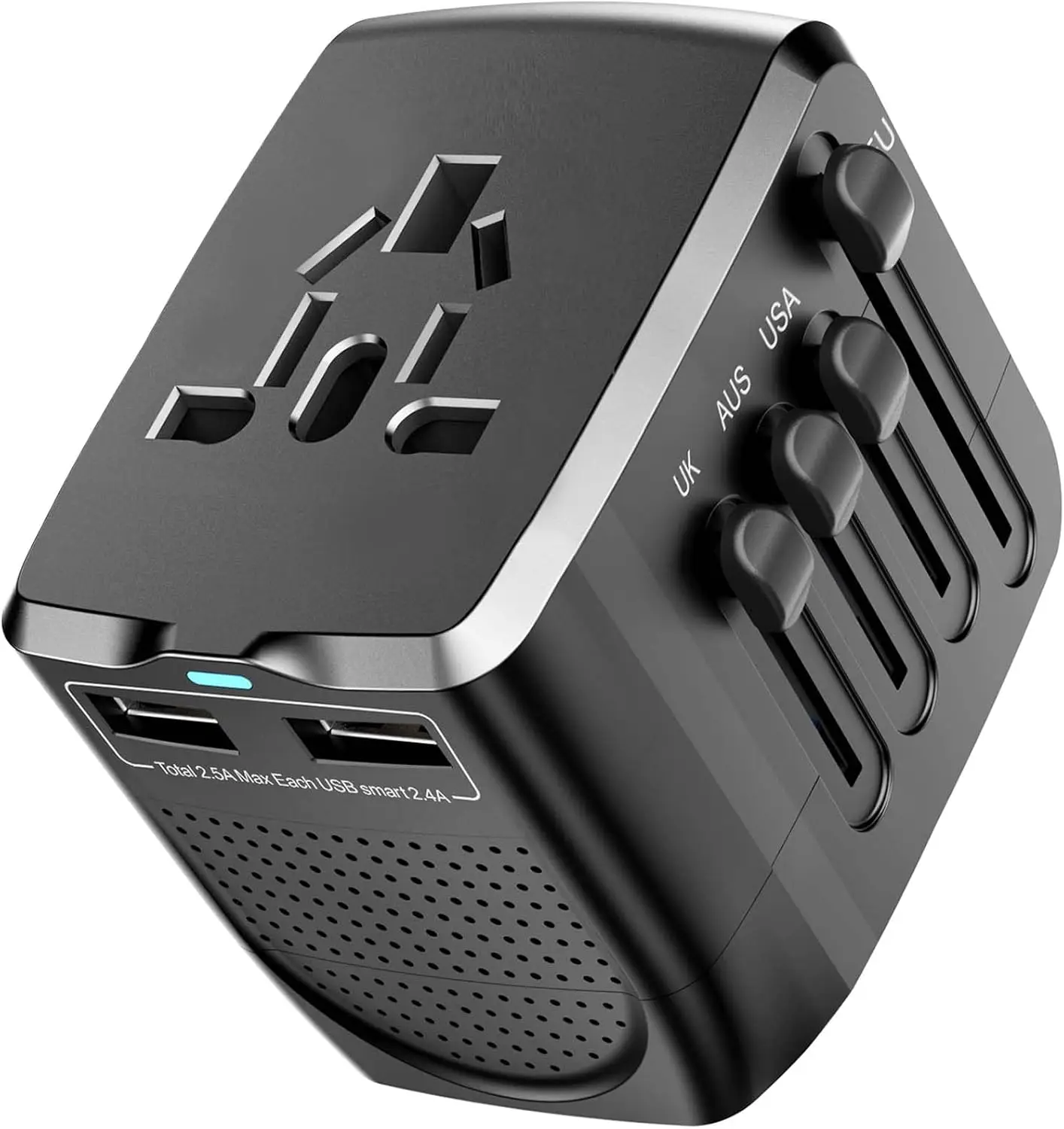 

Дорожный адаптер, преобразователь напряжения 100–240 В с 2 USB-портами для США, Великобритании, Европы, Австралии и 200 стран.