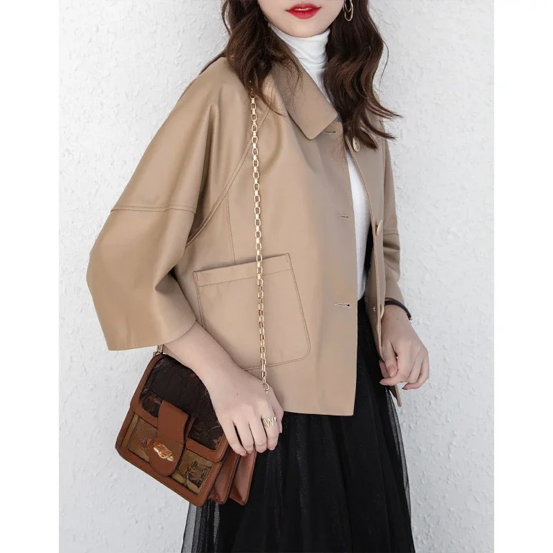 High Quality Genuine Leather Jackets Women Spring Autumn 2024 Real Sheepskin Coat Female Simple Women's Coats Casaco Zjt2088