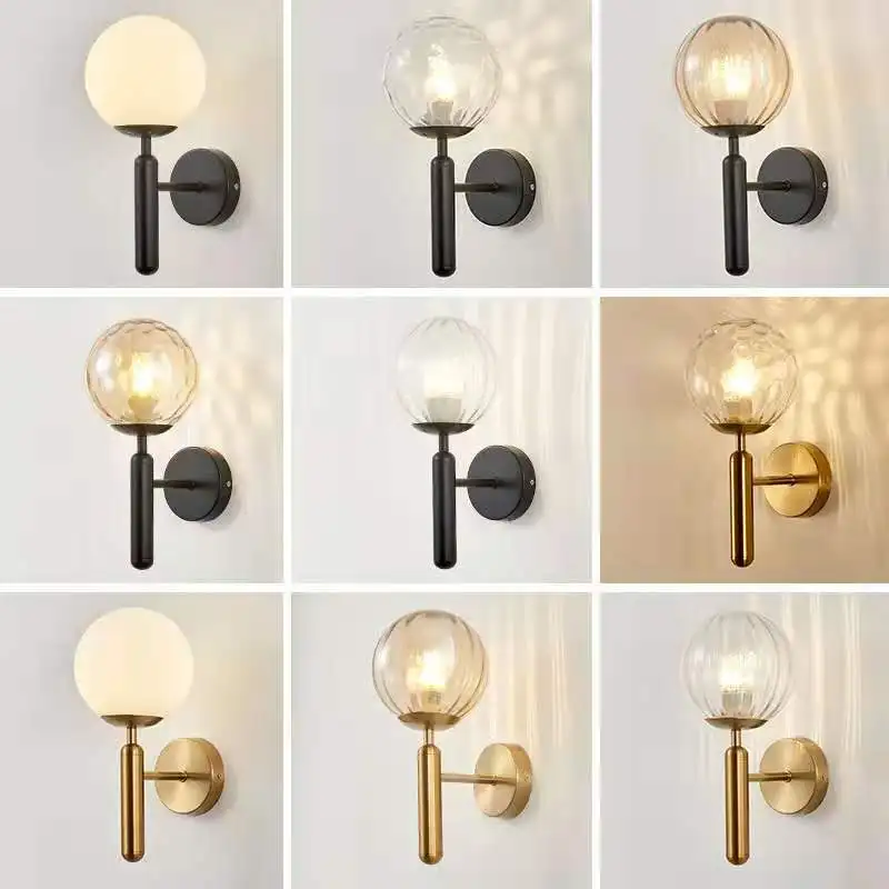 Glass Ball Led Wall Lamp Gold Modern Nordic Minimalist Sconces Lighting Living Bedroom Bedside Decoration Fixture Mirror Lights