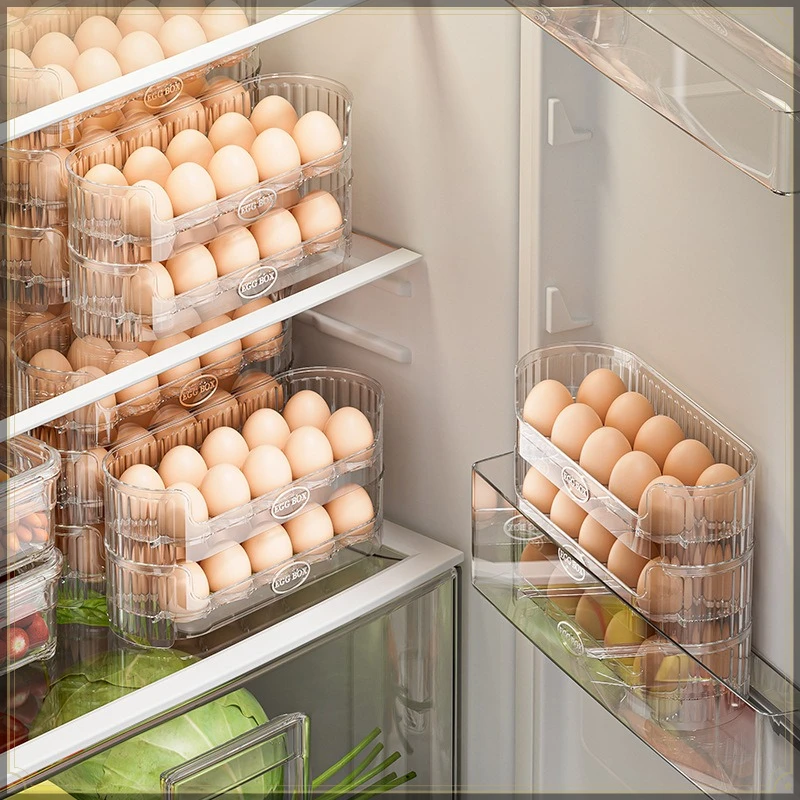Boîte de rangement pour œufs empilable, multi-couches, grande capacité, en PET, pour conserver la fraîcheur, porte-frigo, organisateur de rangement pour œufs de cuisine