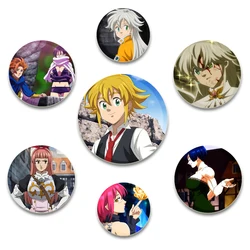 58mm Anime Nanatsu No Taizai Mokushiroku No Yonkishi 2nd Season Brooches Cartoon Badges Snap Button Pins for Backpack Decoration