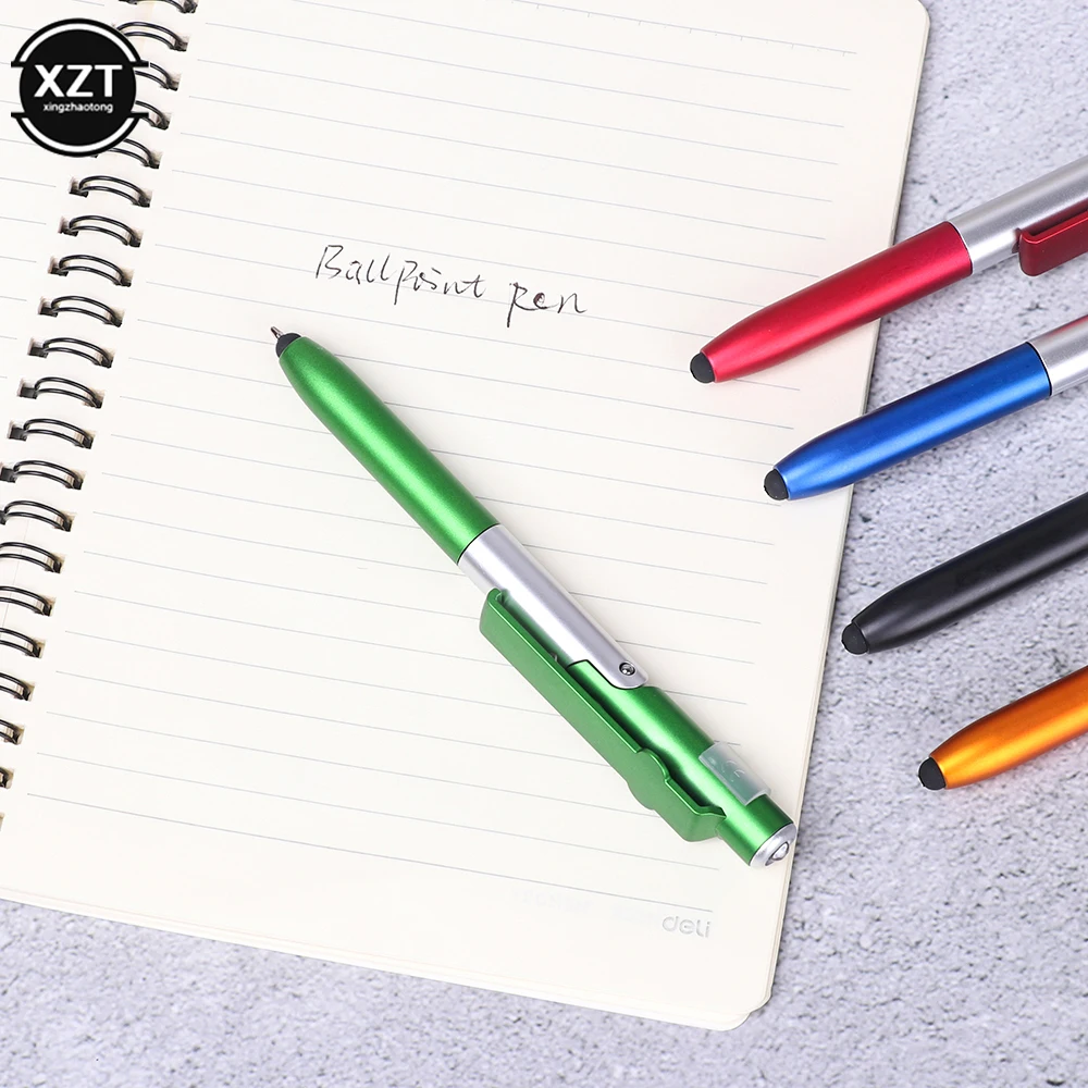 4-in-1 Multifunctional Foldable Ballpoint Pen Screen Touch Pen Universal Miniature Capacitive Pen With LED For Tablet Cellphone