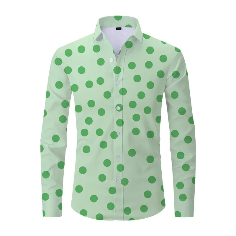 Chemise Slim à manches longues pour hommes, imprimé à pois, cardigan de rue simple, haut tendance, offre spéciale, nouveau, 2024