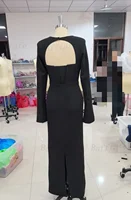 Customized Mermaid Black Prom Dresses France Long Sleeves Formal Evening Dresses Women Wedding Party Gowns Vestidos De Noche 5