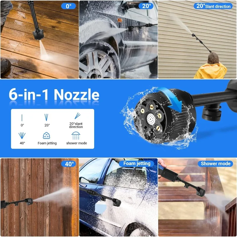 Homdox Upgraded 1300PSI Cordless Pressure Washer w/ 40V Battery, Cordless Power Washer Battery Powered