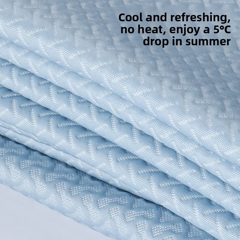 Cooling Fiber Ice Silk Mat Summer Nap Cooling Fabric Bean Ice Mat Half Finished Product Regular Sleeve Length Short Sleeve