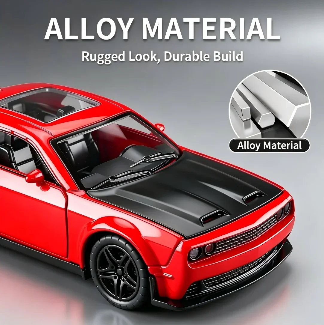 1:36 Classic Super Muscle Car Alloy Diecast Replica Pull-Back Function Openable Doors Hobby Vehicle High-end Gift Home Decor