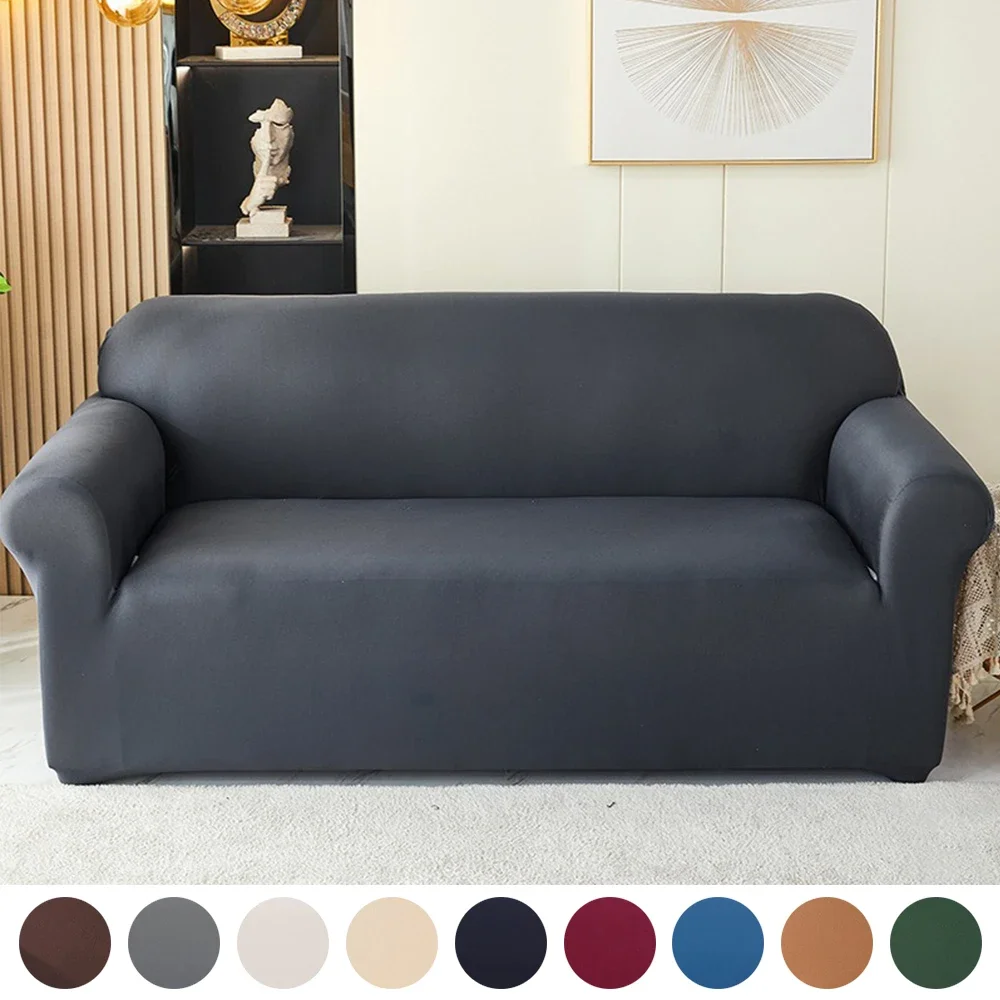 1Pc Solid Color Sofa Cover Detachable Dirt Resistant Universal Sofa Cover Slipcover for Living Room 1/2/3/4 Seater Funda De Sofá