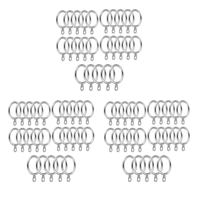 AB46-72 Pack Metal Curtain Rings, 30Mm Internal Diameter Eyelets For Curtain Poles, Rods And Drapery, Silver