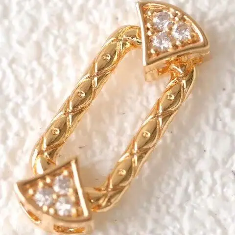 Copper-plated Gold Light Luxury Rectangular Fan-shaped Link Pendant Charms For Jewelry Making DIY Bracelet Accessories Findings