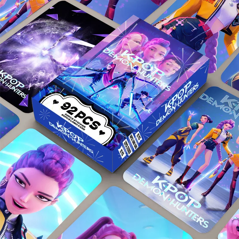 بطاقات ثلاثية الأبعاد من مجموعة K-POP Demon Hunter Girl - مجموعة أنيمي مكونة من 92 قطعة قابلة للتجميع لمحبي ألعاب بطاقات K-POP Merch/التداول