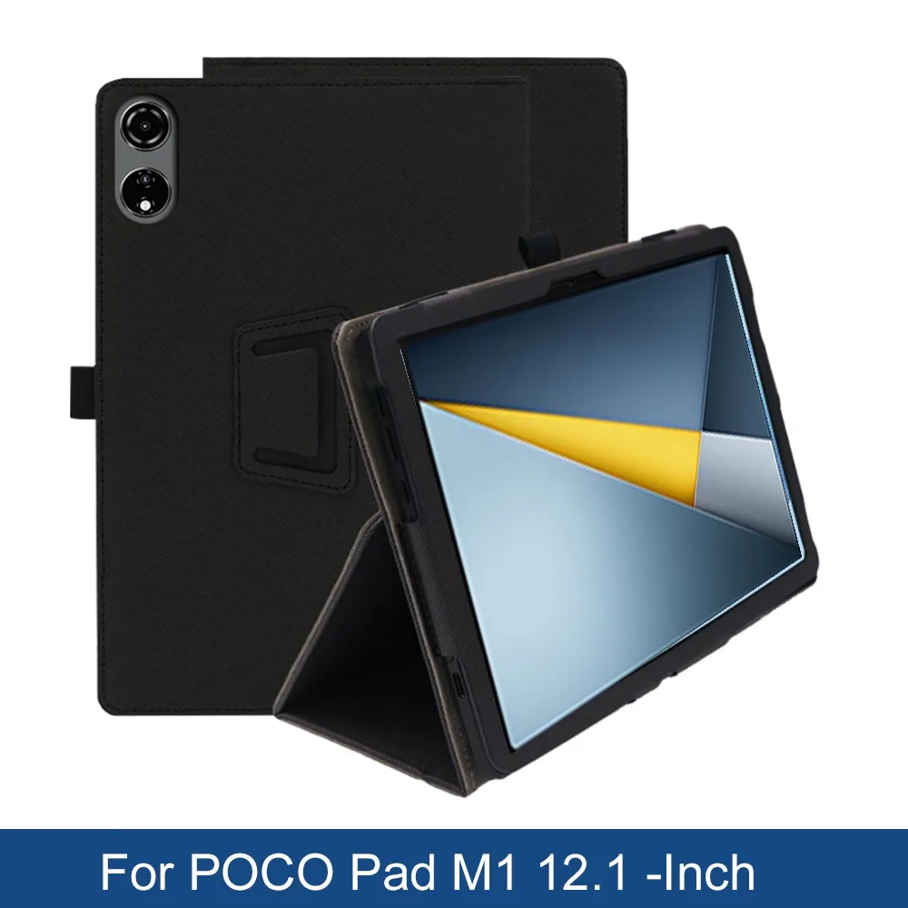 

Funda Case For Xiaomi Poco Pad M1 12.1"Inch Folding Stand Protective Cover with Pencil Holder and Wrist Strap PU Full Protection