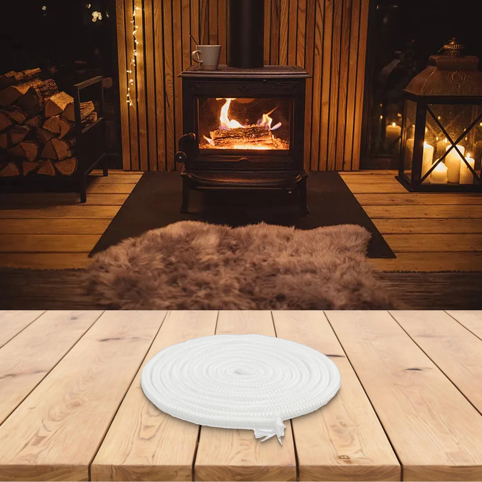 Fiberglass Stove Door Seal Rope 3 Meter Length Compatible with Wood Burning Stoves Pellet Stoves and Industrial Ovens