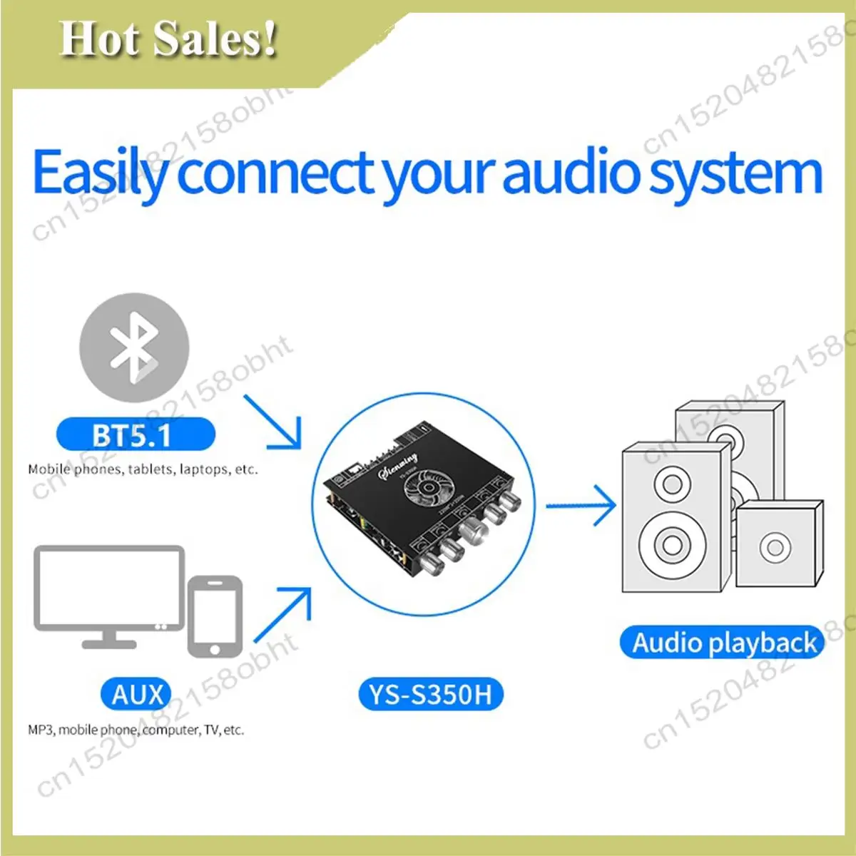

-PQWN YS-S350H 2.1 Channel Bluetooth Amplifier Board TPA3255 220Wx2+350Whigh-Power Subwoofer Super 7498E Audio Amplifier Board