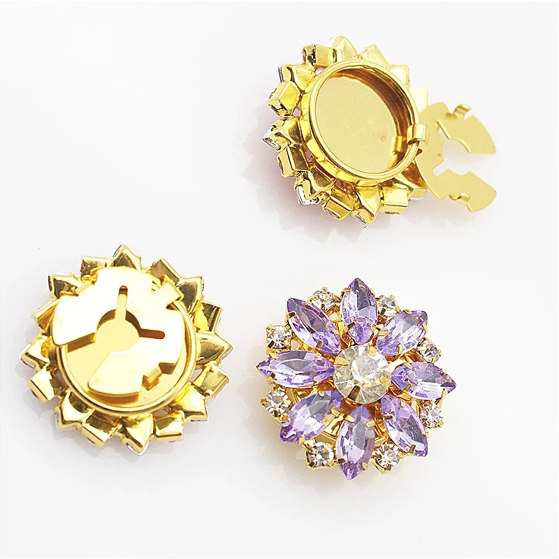 26mm Korean Crystal Flower Glass Rhionestone Cufflinks Buckle Hand Sewn Coat Clothing Water Droplet DIY Jewelry Accessories