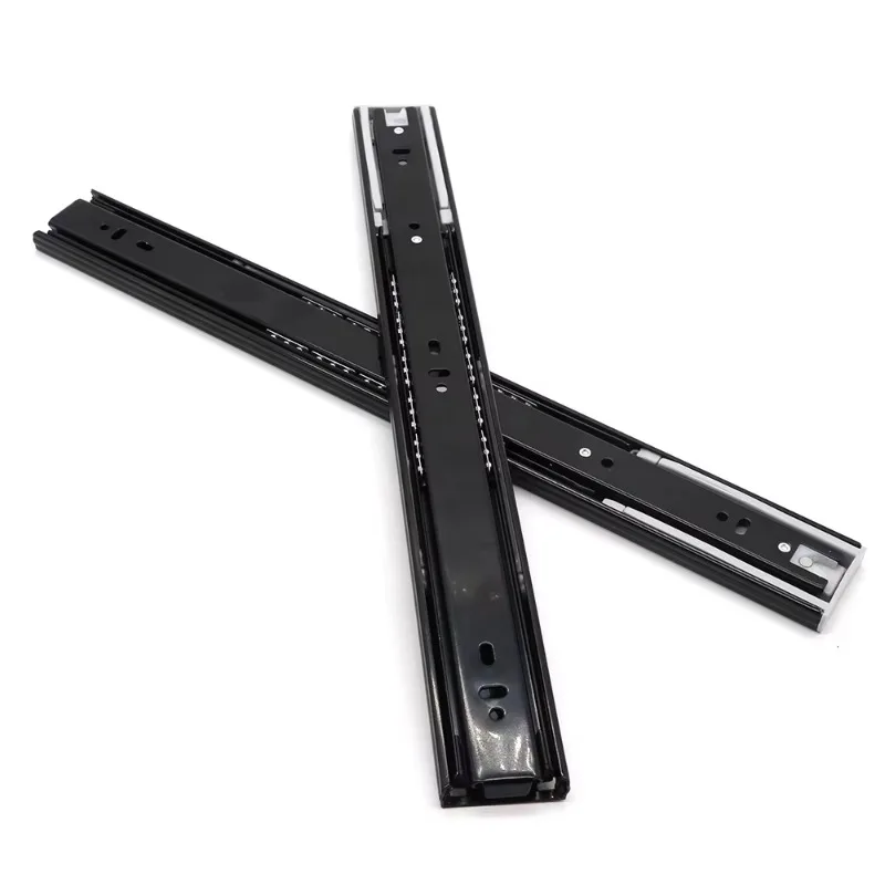 Wholesale Modern Kitchen Cabinet Drawer Slide Full Extension Silent Three-Stage Black/Silver Corrosive Resistant Apartment