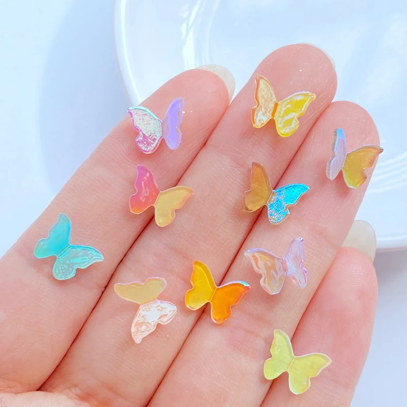 40Pcs New Cute Mini 7*10mm 3D Butterfly Series Resin Figurine Crafts Flatback Ornament Jewelry Making Hairwear Accessories