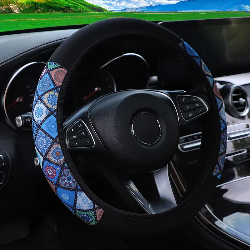 Bunter Glas-Stil Stoff-Lenkradbezug mit Elastischem Innenring, Geeignet für 38CM Auto-Innenraumprodukte, Hauptsächlich – Detail 8