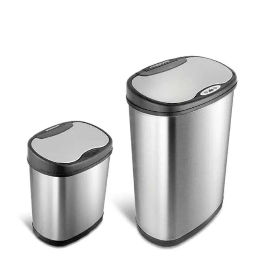 

Two-Piece Automatic Trash Can Combo Set, 13 Gal 50L and 3 Gal (12L) Touchless Motion Sensor Garbage Cans with Odor-Sealing Lids