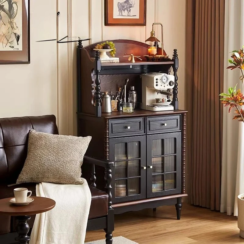 

French retro style solid wood dining side cabinet living room against the wall American storage locker