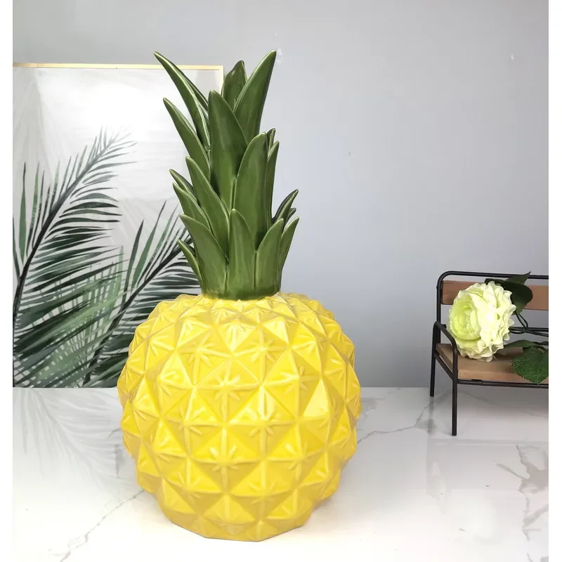 Nordic Style Ceramic Vase Pineapple Pattern Tabletop Ornament Home Decor Modern Minimalist Flower Pot Living Room Decoration