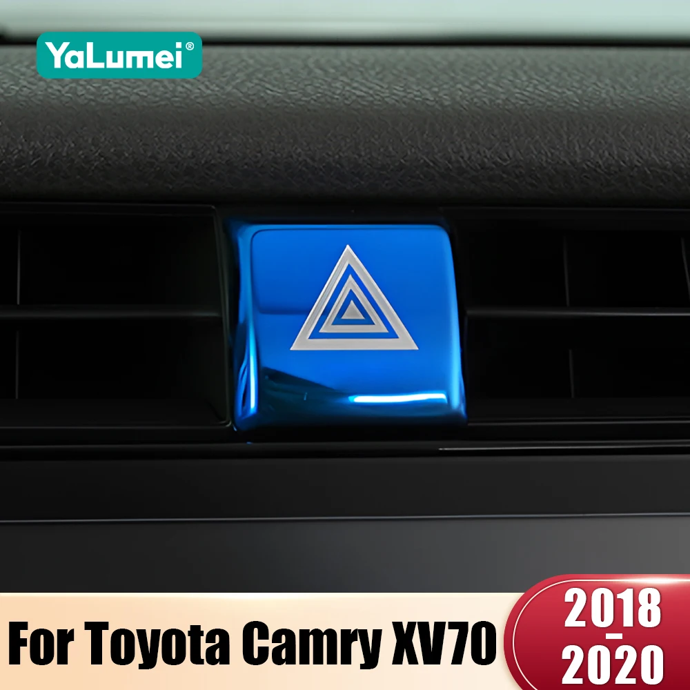 Für Toyota Camry XV 70 2018 2019 2020 Hybrid Edelstahl Auto Innen Notfall Licht Lampe Schalter Warnung Taste Trim Abdeckung Aufkleber