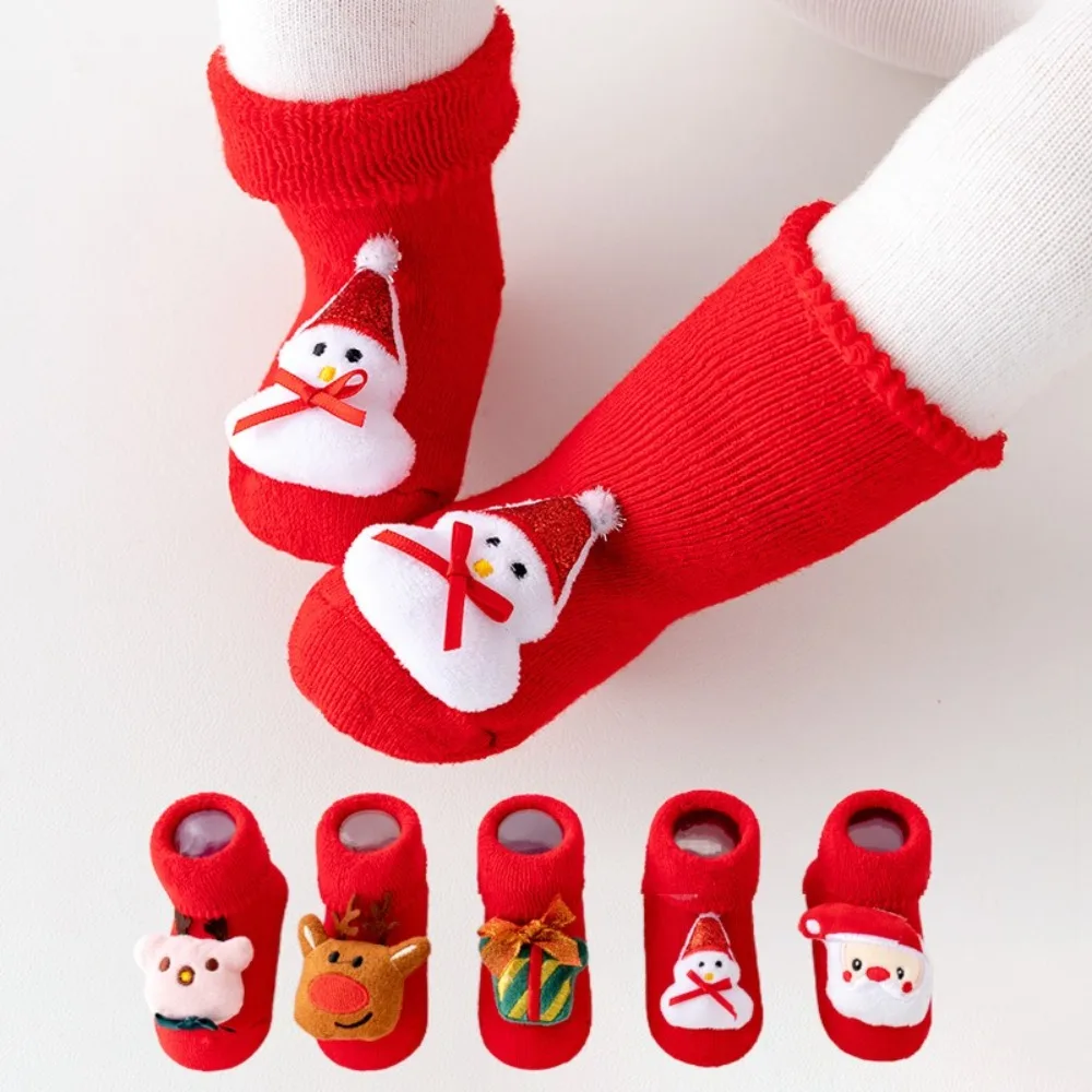 Christmas Elements Baby Socks Soft Coral Fleece Toddler Non-