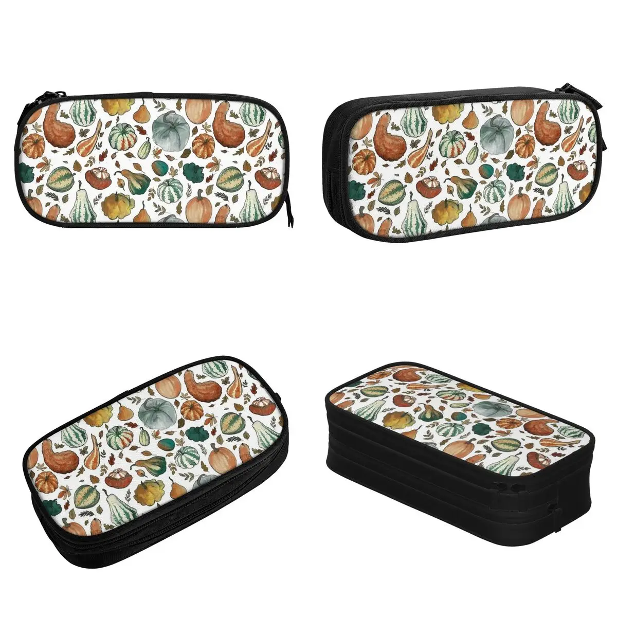 Autumn Squashes Watercolor Pumpkin Pencil Cases Pencilcases Pen Holder for Girl Boy Large Bag Students School Gifts Stationery