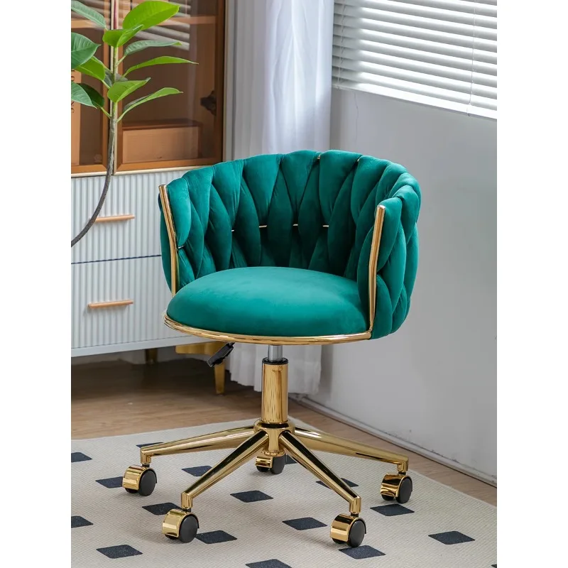 

Light luxury makeup chair bedroom dressing stool household fabric live streaming host dresser chair gold manicure chair computer