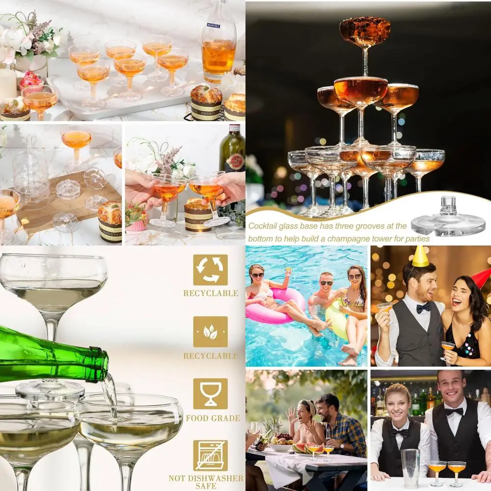 

Набор из 150 прозрачных пластиковых бокалов для шампанского объемом 5 унций - одноразовые, небьющиеся бокалы на ножке для вечеринок и торжеств