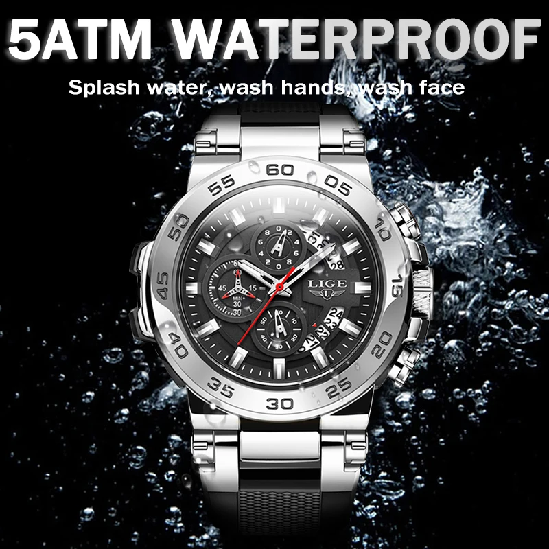 LIGE Top Brand Luxury Men Watches Military Fashion Quartz Watch Men Sport Waterproof Luminous Date Wristwatch Clock Reloj Hombre