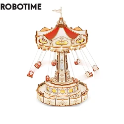 Robotime – boîte à musique Rokr à monter soi-même, Puzzle en bois 3D, blocs de construction, série parc d'attractions pour enfants et adultes, cadeau facile à assembler