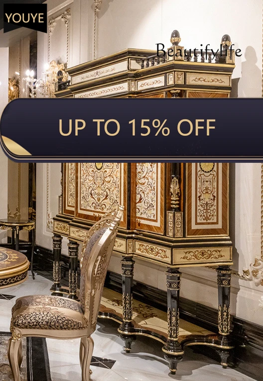 

Light Luxury European Solid Wood Carving Flower Wine Cabinet Hand Painted Restaurant Locker Large Apartment Wine Cabinet Premium