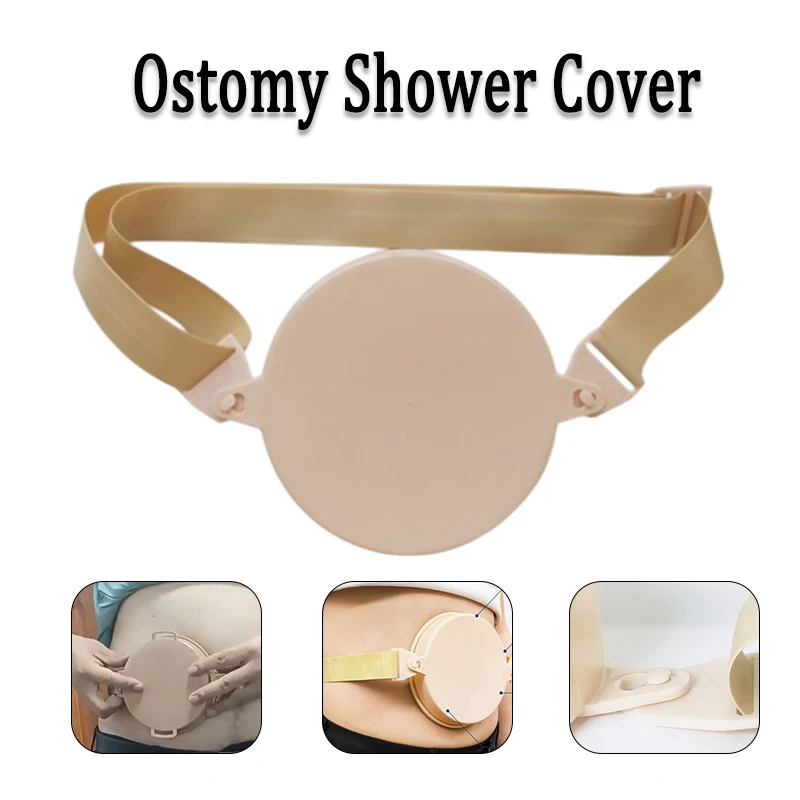 Ostomy Shower Waterproof Cover Ostomy Baseplate Protective Cover Adjustable Waist Strap