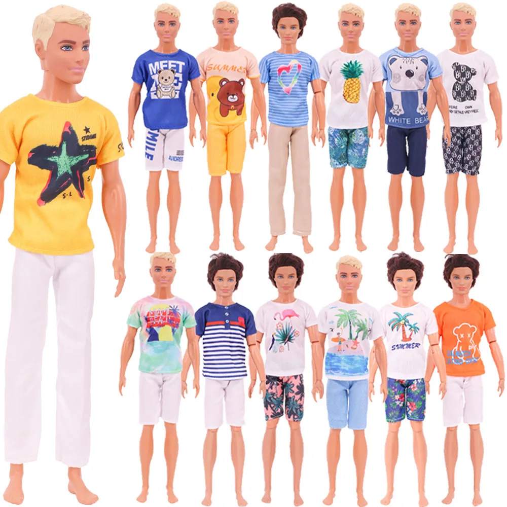 30cm Ken Doll Clothes Fashion Suit Cool Outfit Beach Wear Ken Dolls For Barbis Boy Children's Holiday Gift Doll Accessories