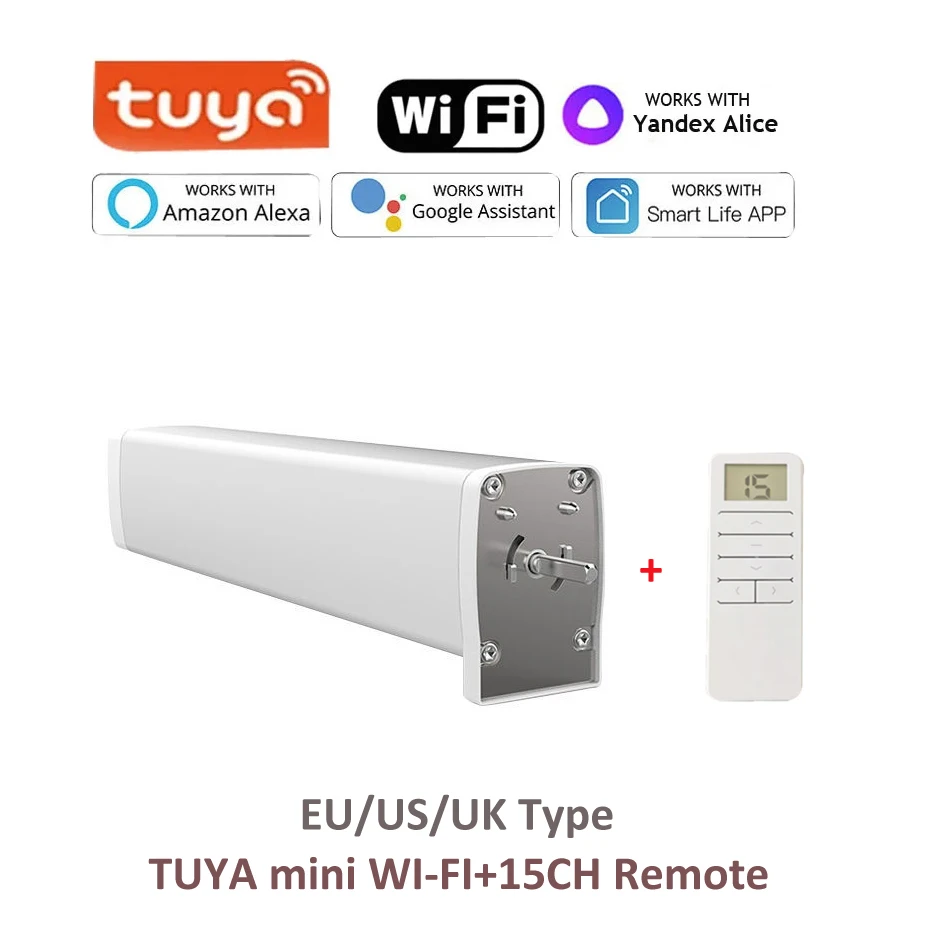 Tuya WIFI Smart Electric Curtain Motor 225mm Mobile APP/RF433 Remote/Manual/Voice Control Curtains Work For Alexa Google Home