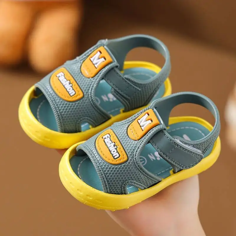 

Summer Baby Toddler Sandals Closed-Toe Anti-Kick Breathable Anti-Slip Soft Sole Walking Shoes for Boys and Girls