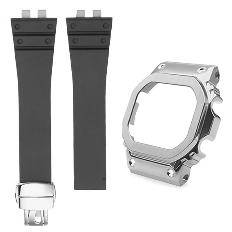 

New mod kit GMW-B5000 GM-B2100 b2100 FMK VITON Strap gmw b5000 bracelet MRG-B5000BA-1 stainless steel case strap For G-shock