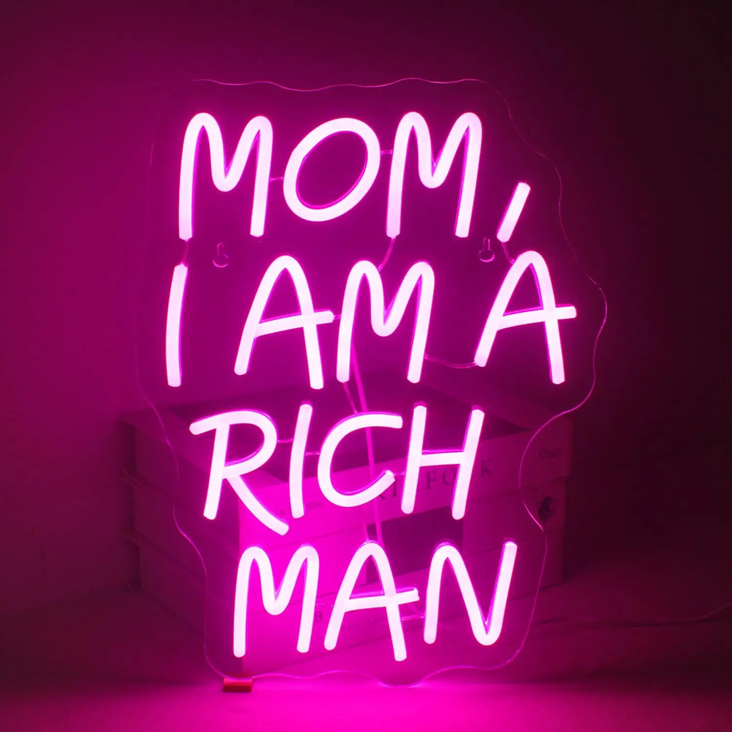 Mom I Am A Rich Man Neon Led Signs Wall Decor Lights USB Powered Room Decoration For Home Wall Festival Art Logo Birthday Gifts
