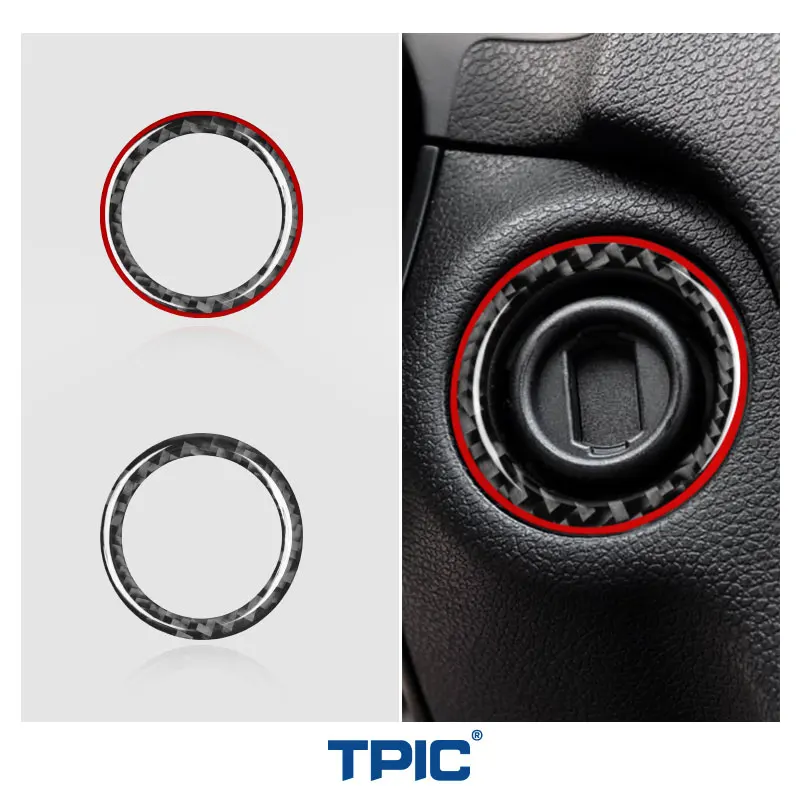 TPIC Carbon Fiber For Mercedes Benz W204 W212 W246 A B C E Class GLA CLA GLC SLK Car Ignition Switch Key Hole Ring Trim Stickers