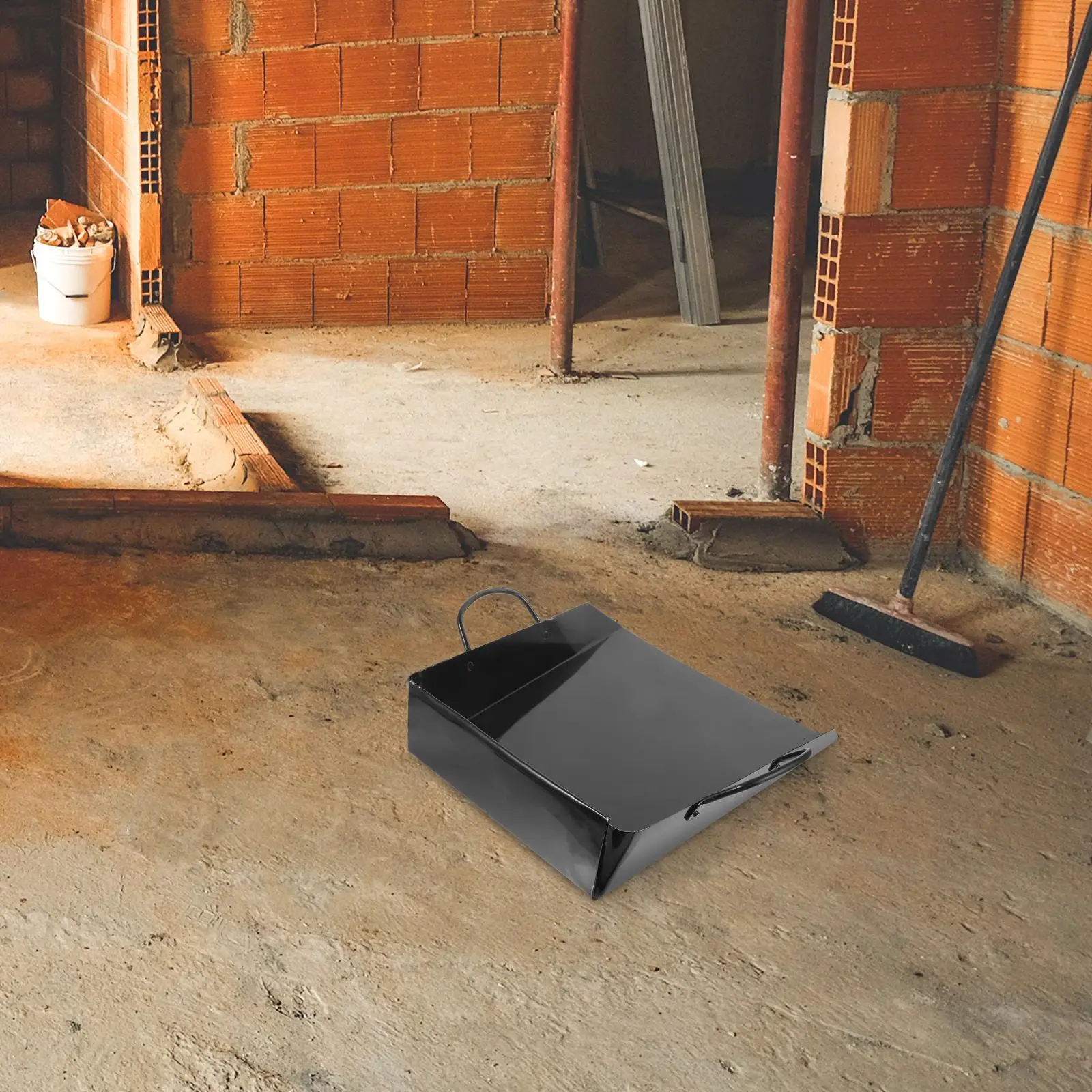 Handheld Storage Dustpan Large Capacity Metal Reinforced Garbage Container MultiUse DustPan Cleaning Trash Black Color